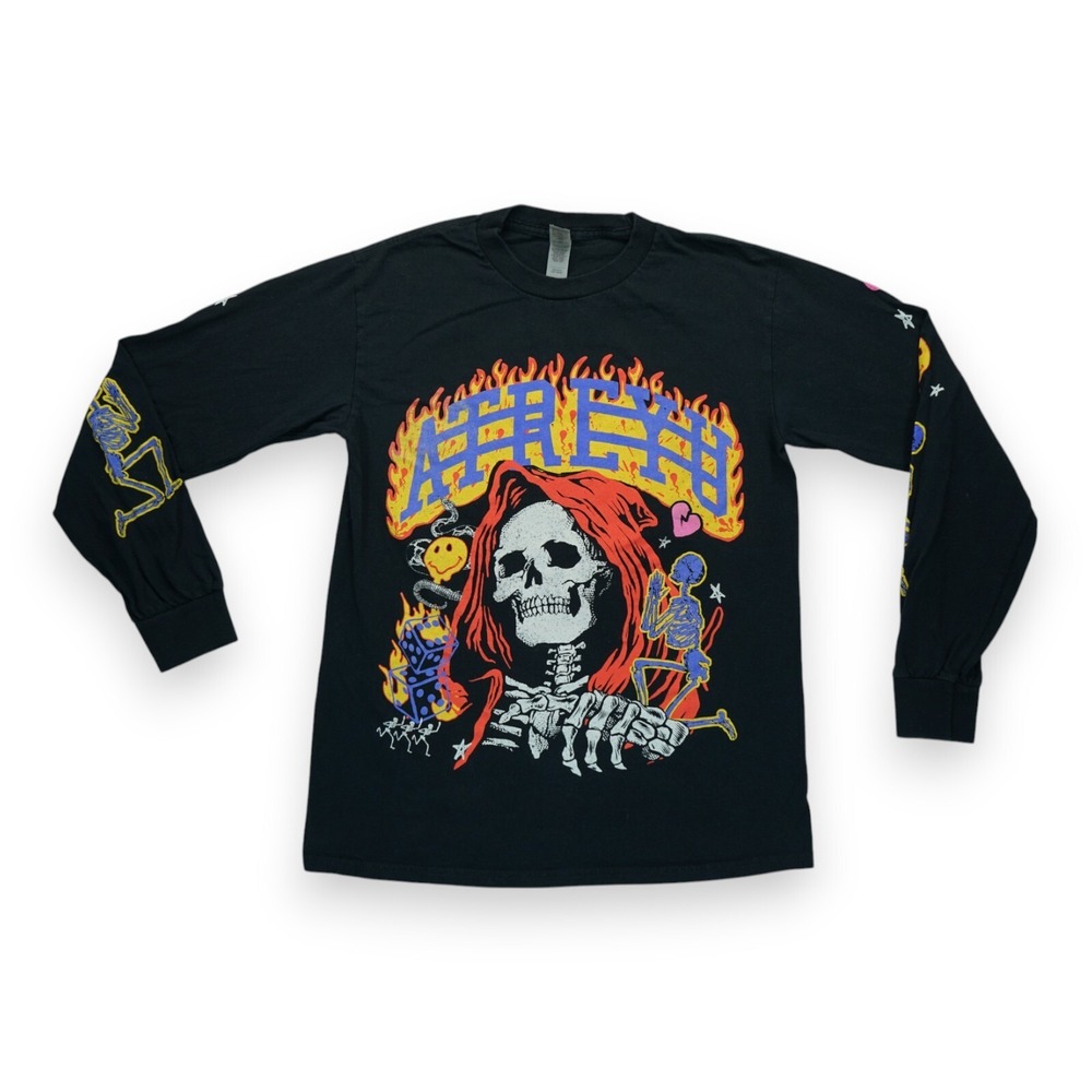 Atreyu T Shirt Size Small Black Metal Band Skelton Graphic Print‎ Long Sleeve